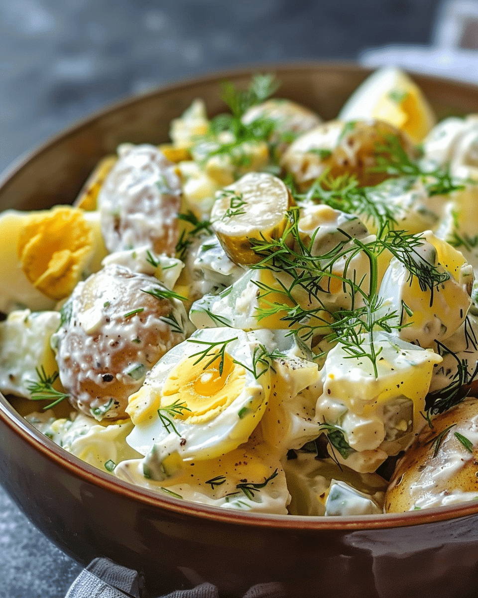 Creamy Potato Salad with Eggs & Pickles