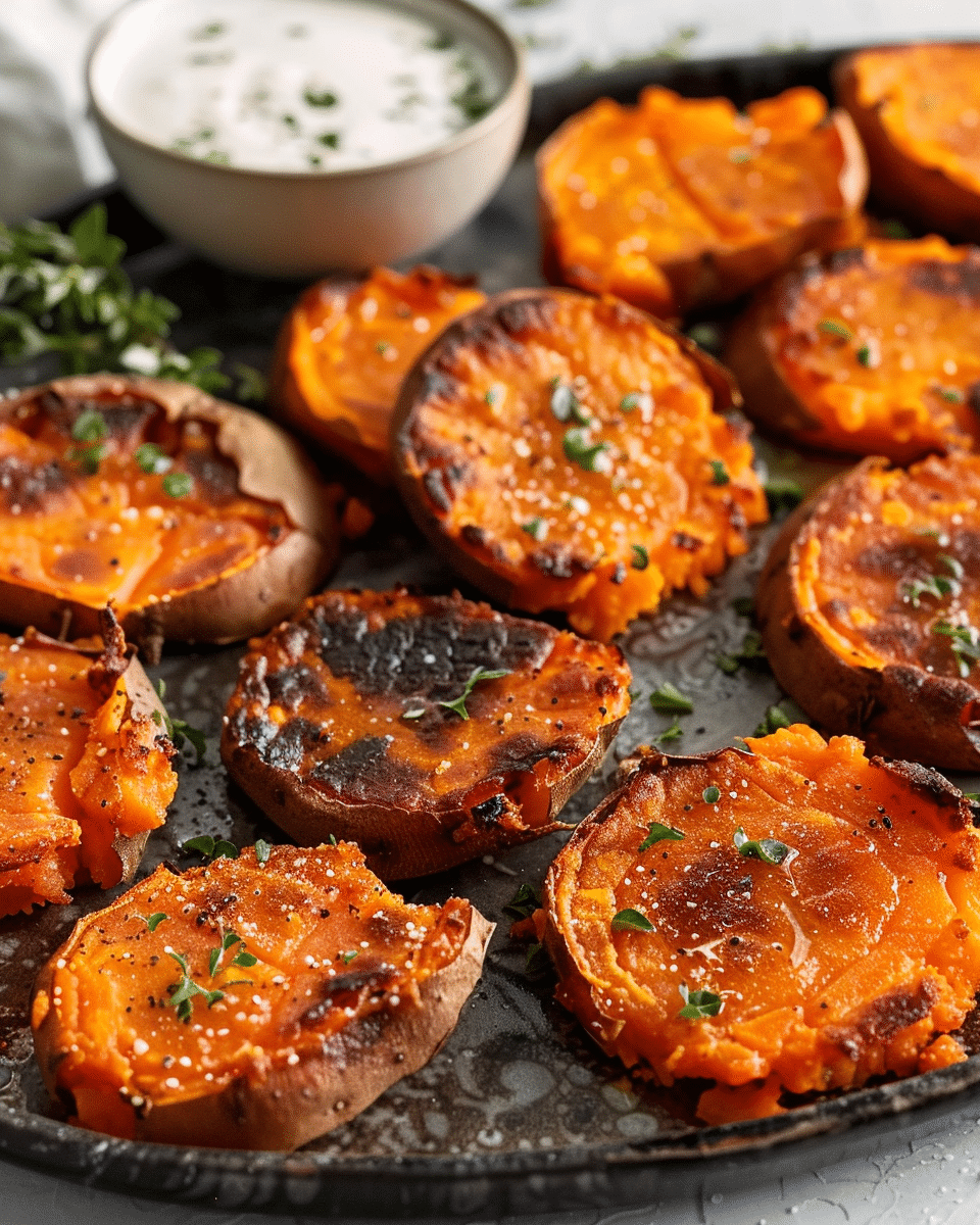 Crispy Smashed Sweet Potatoes