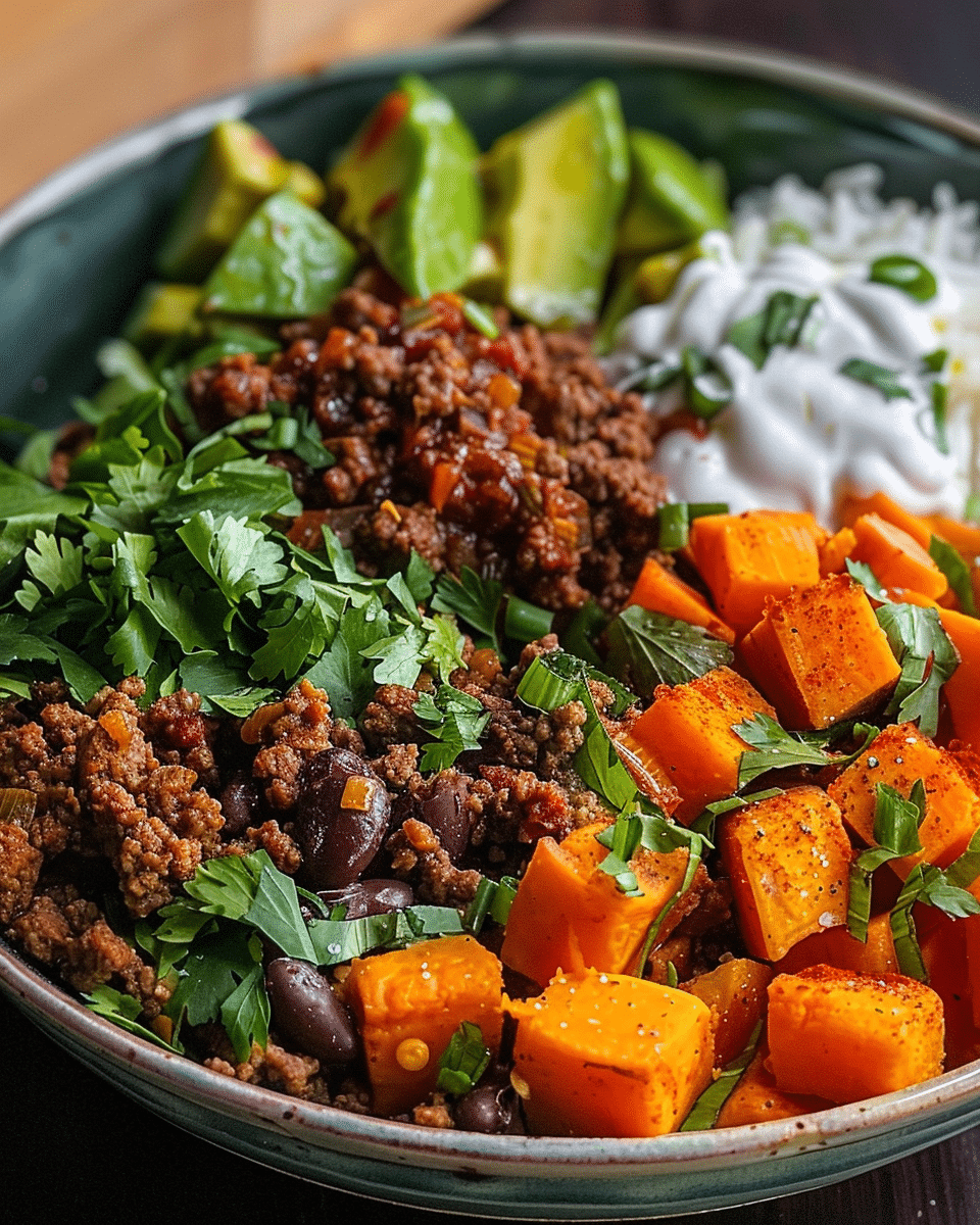 Ground Beef Sweet Potato Power Bowl