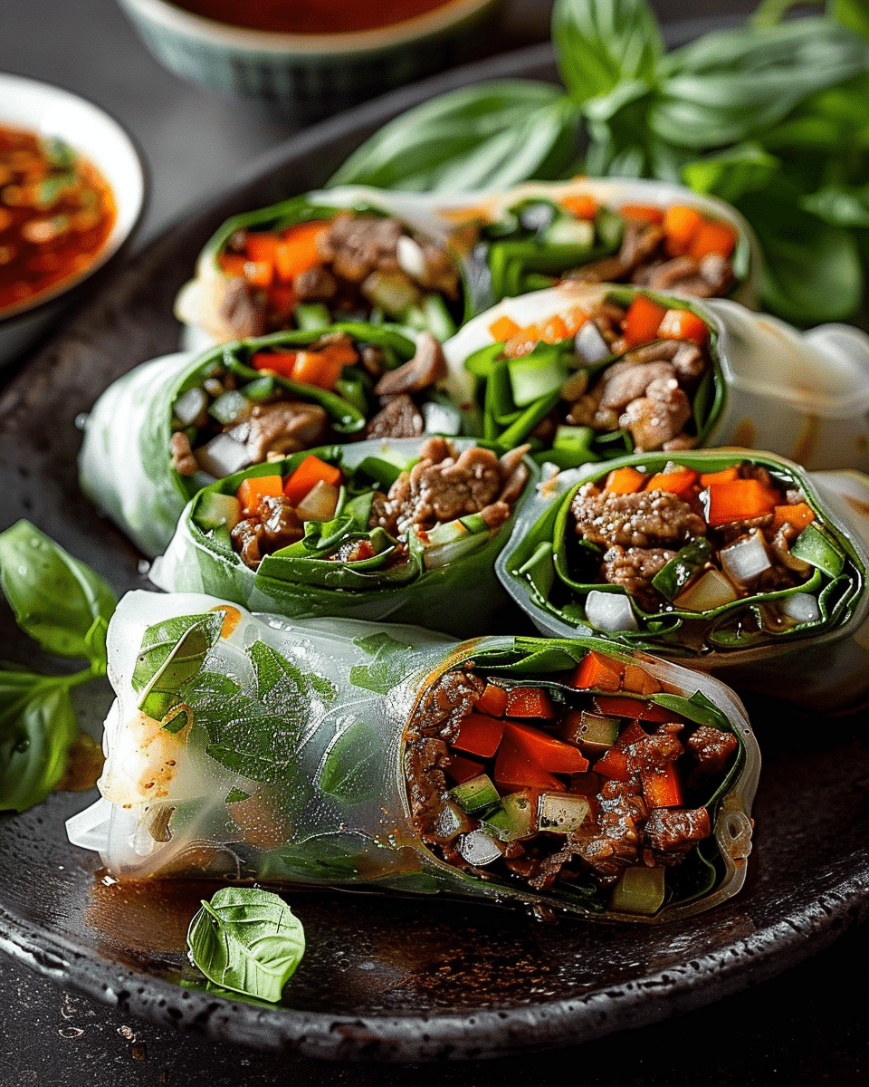 Thai Basil Beef Rolls