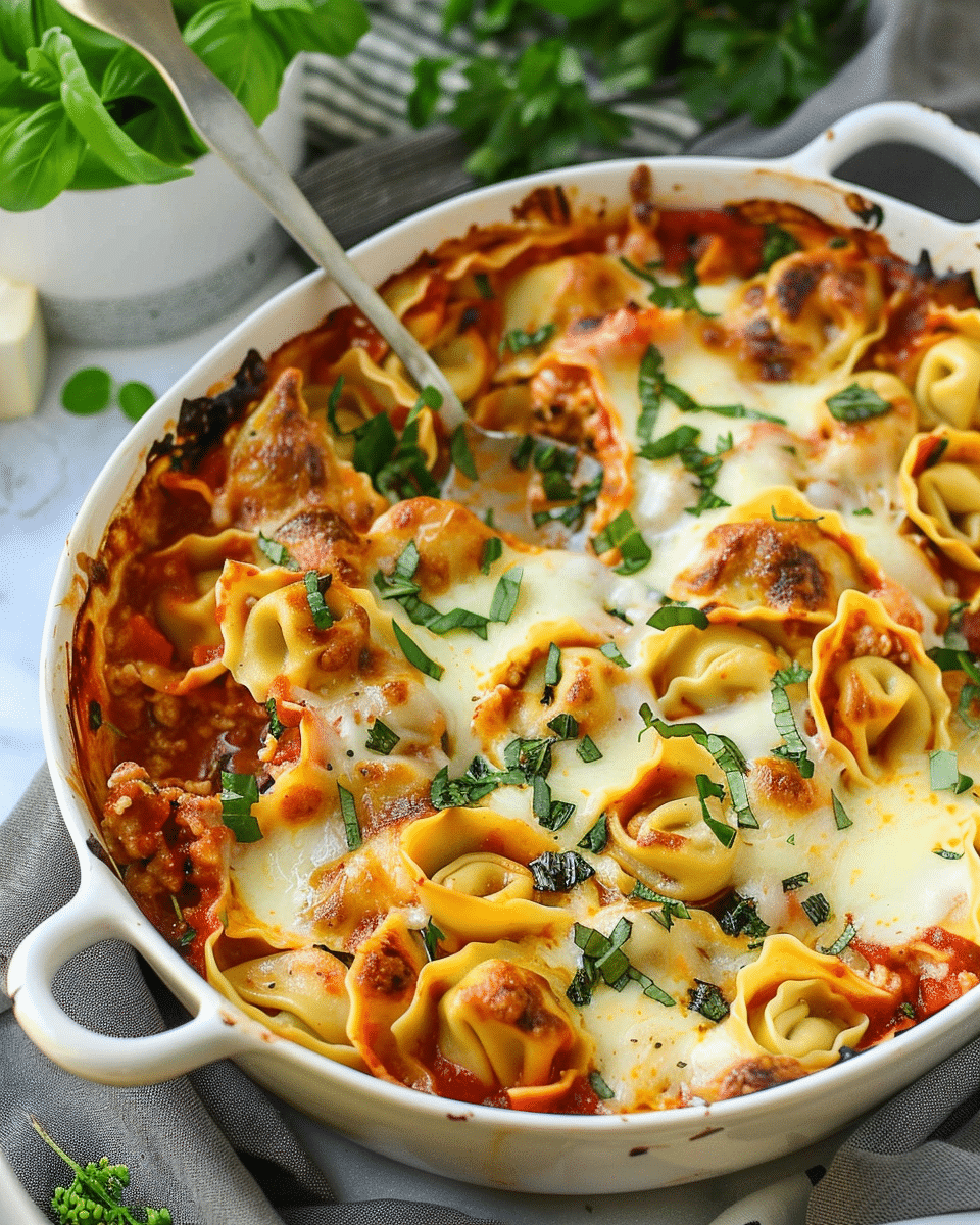 Spinach and Ricotta Baked Tortellini Lasagne {10 Minute Meal}