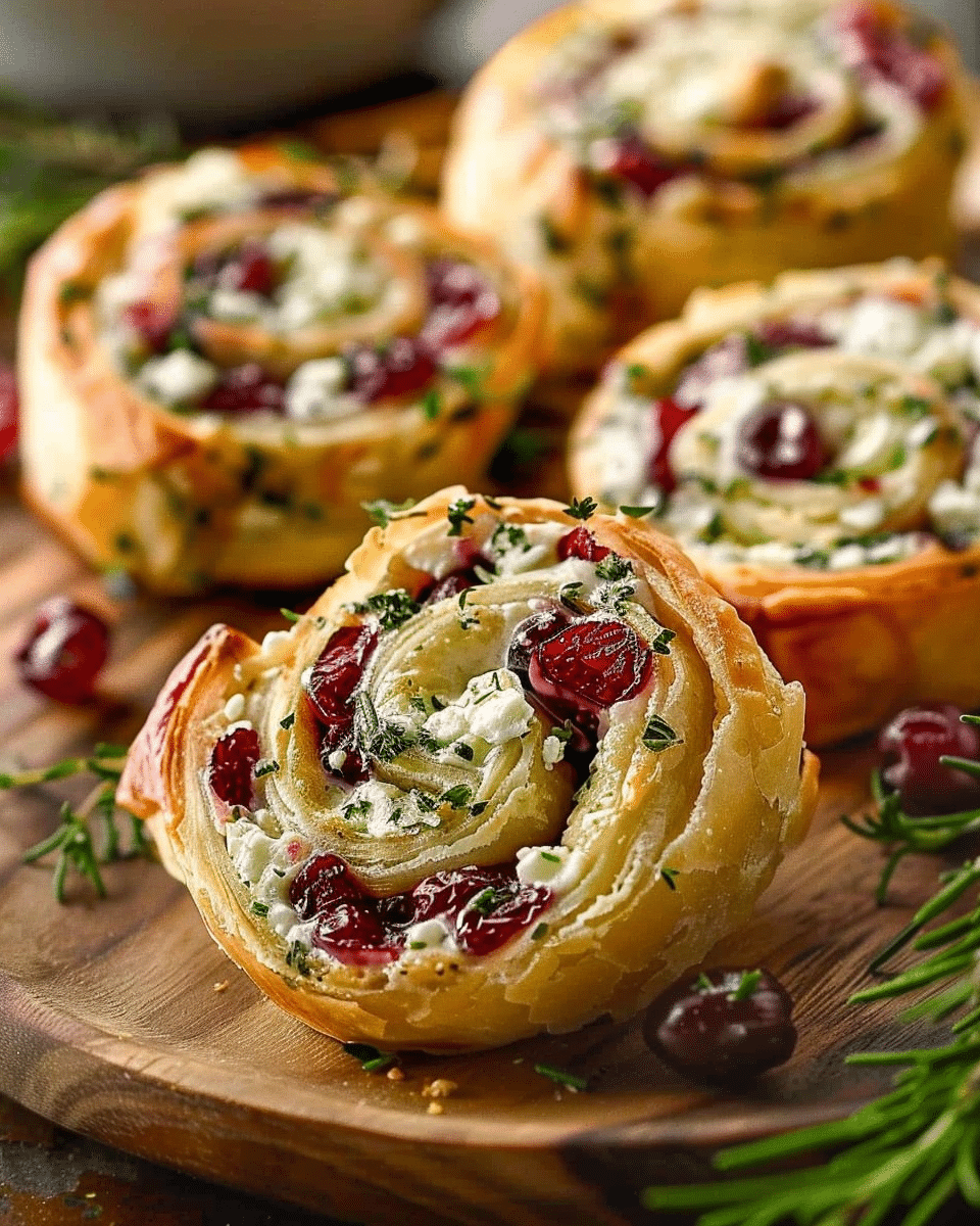 Cranberry Cream Cheese Pinwheels with Feta & Herbs