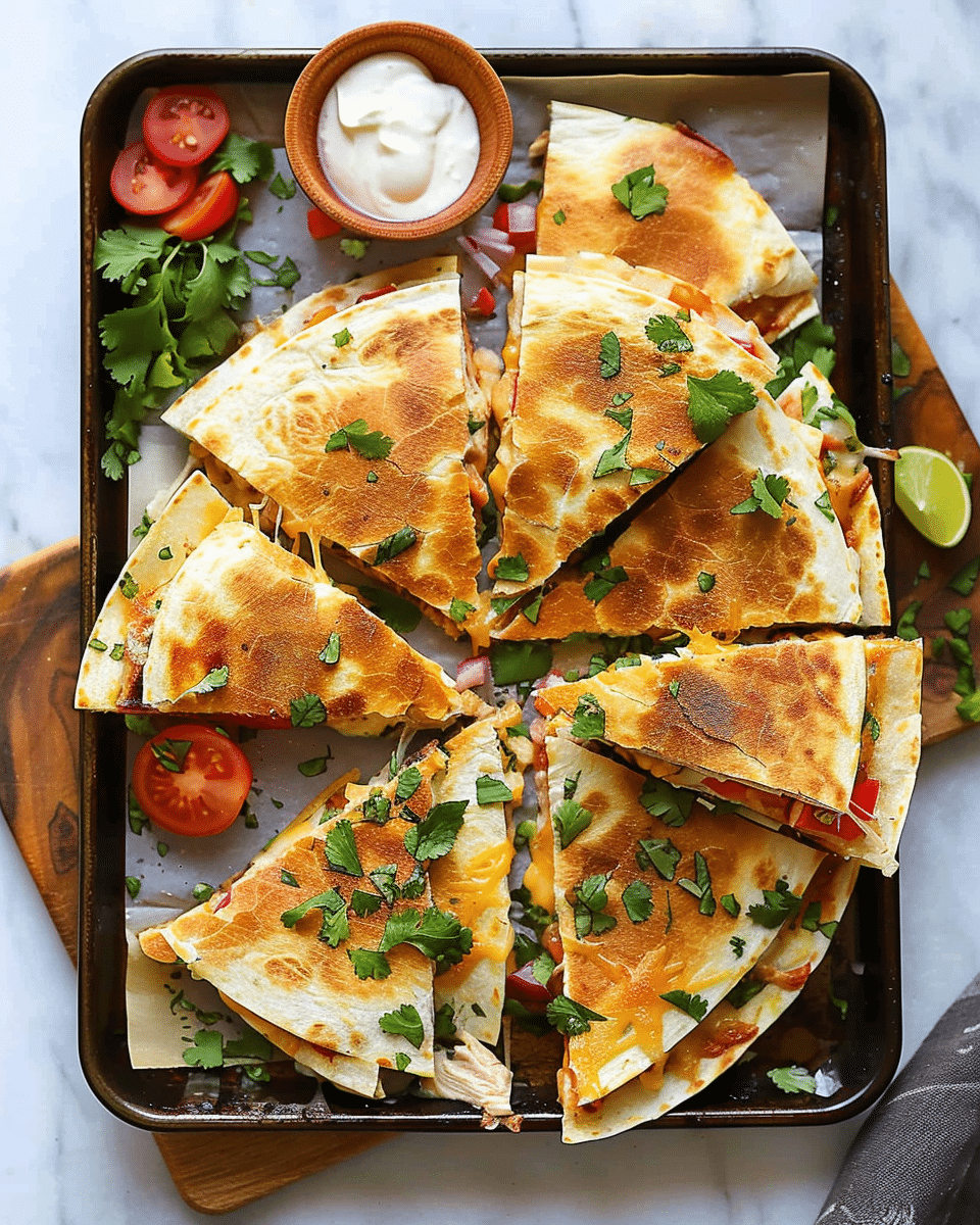 GIANT Baked Chicken Quesadilla {One Pan}