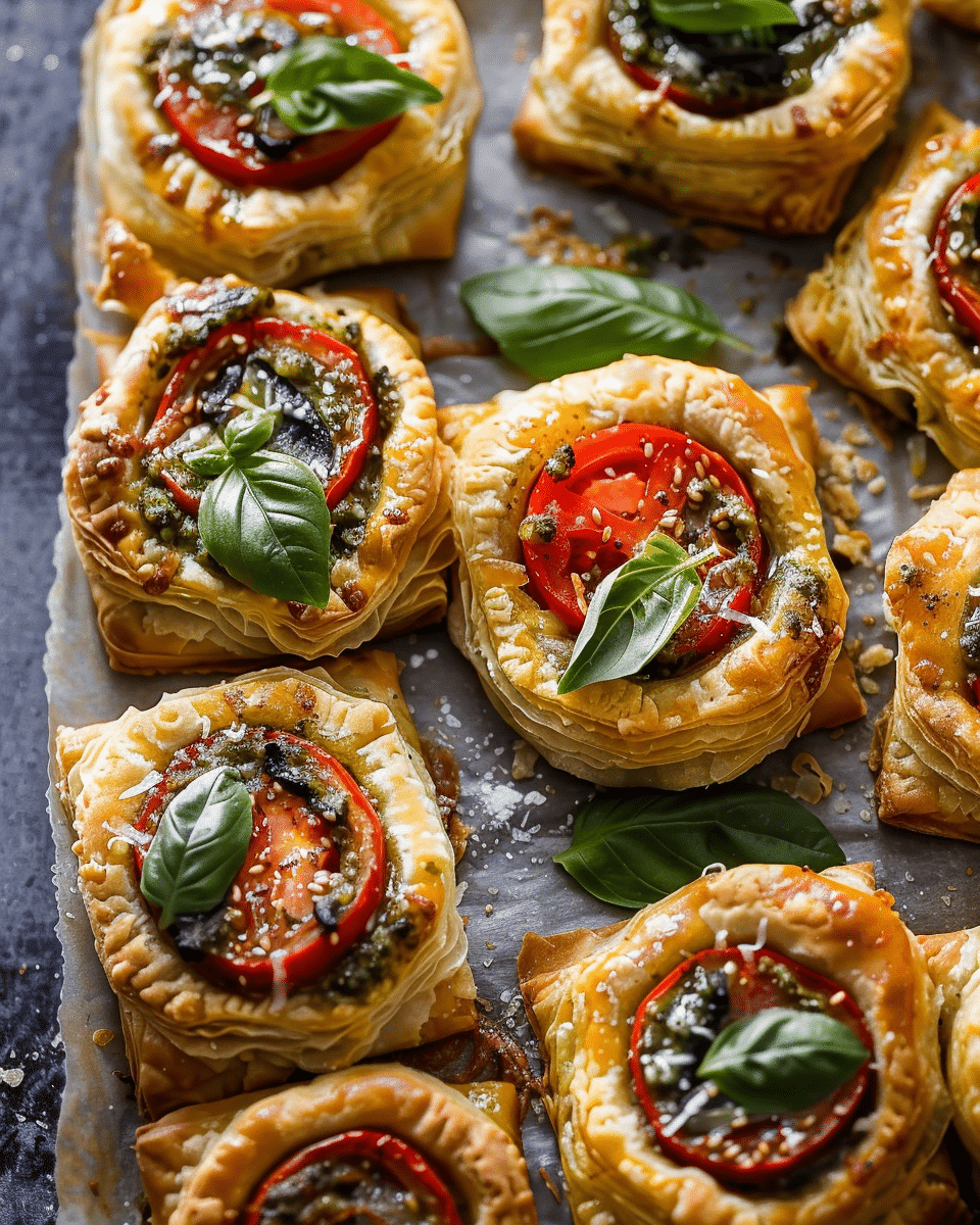 Puff Pastry Pesto Pizza Bites