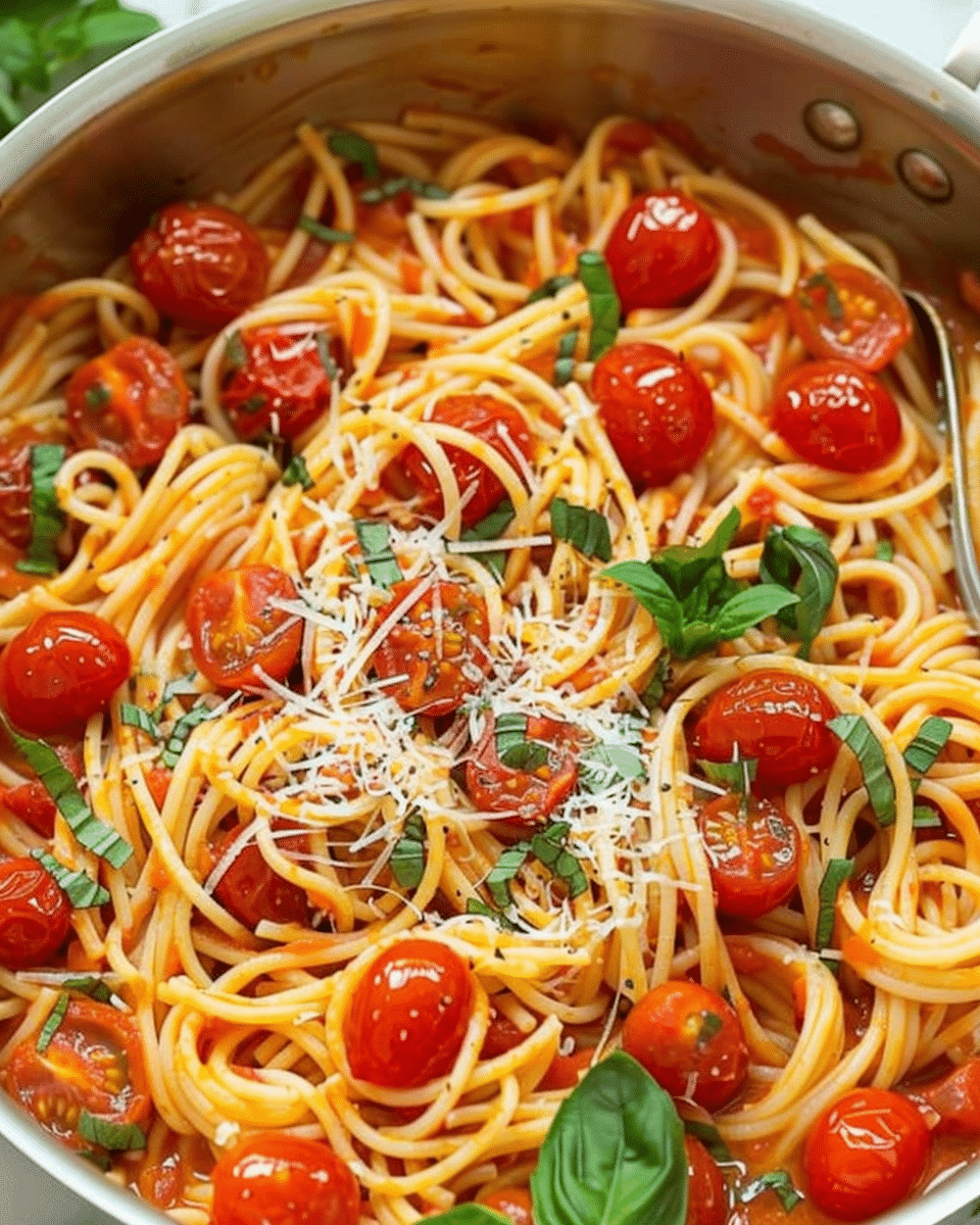 Tomato Pasta {Easiest Ever One Pan Spaghetti}