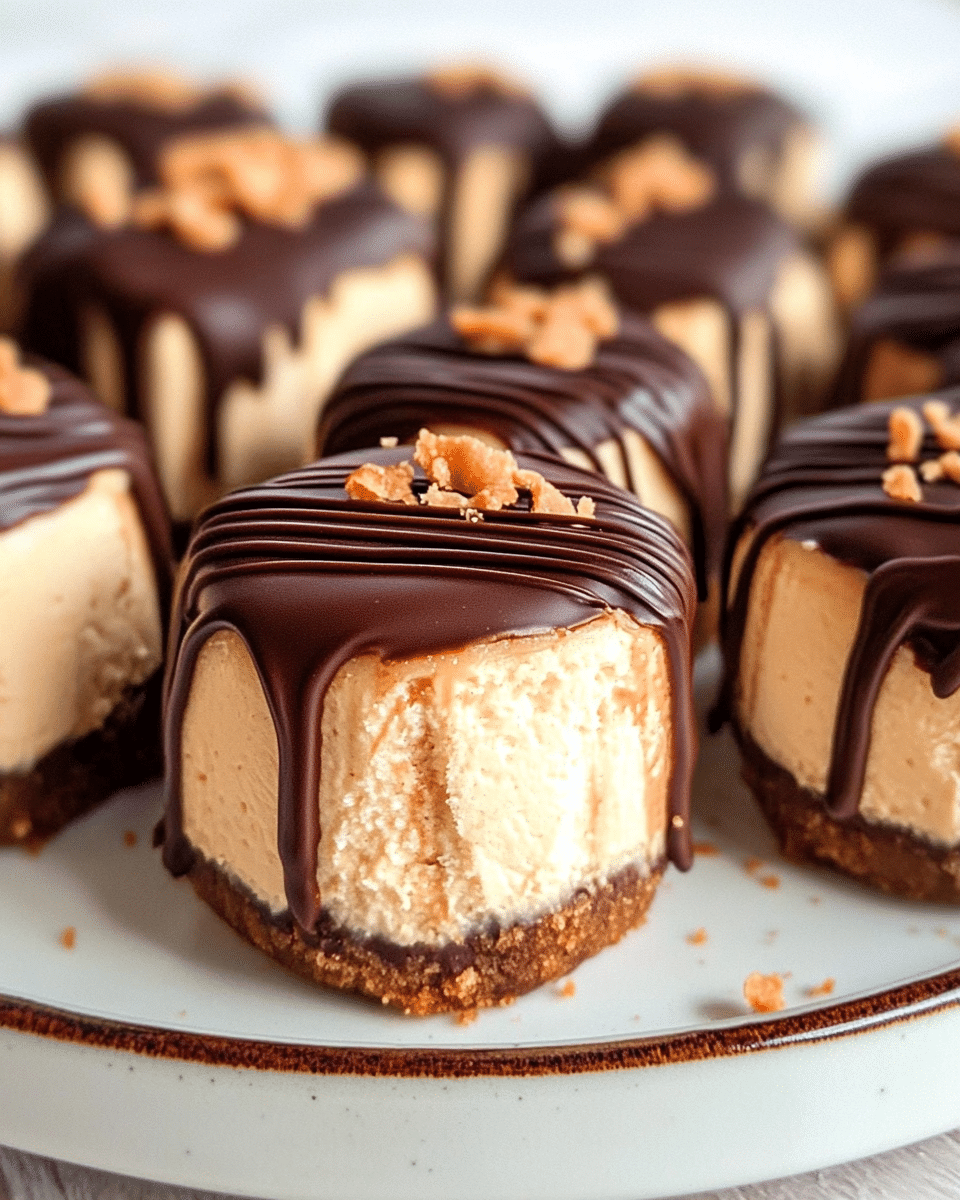 Chocolate & Peanut Butter Cheesecake Bites | No Bake!