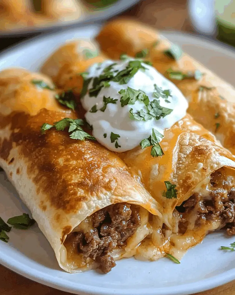 The BEST Beef and Cheese Chimichangas