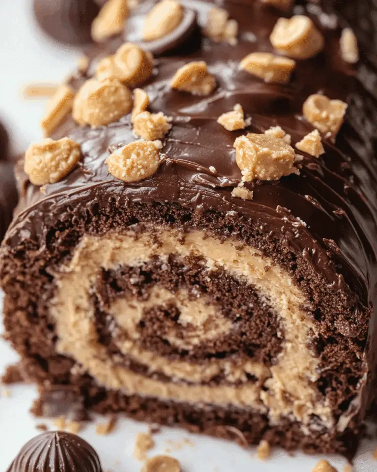 Peanut Butter Cup Chocolate Roll Cake