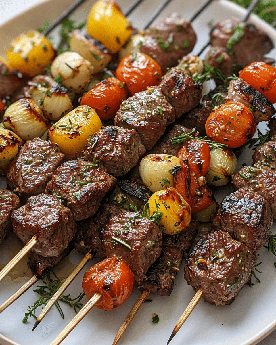 The BEST Rosemary Garlic Steak Kebabs