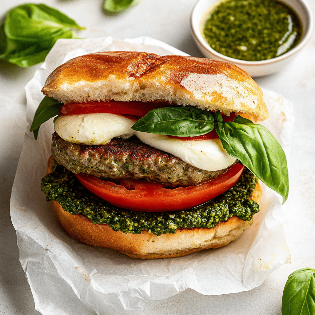 Caprese Pesto Chicken Burgers