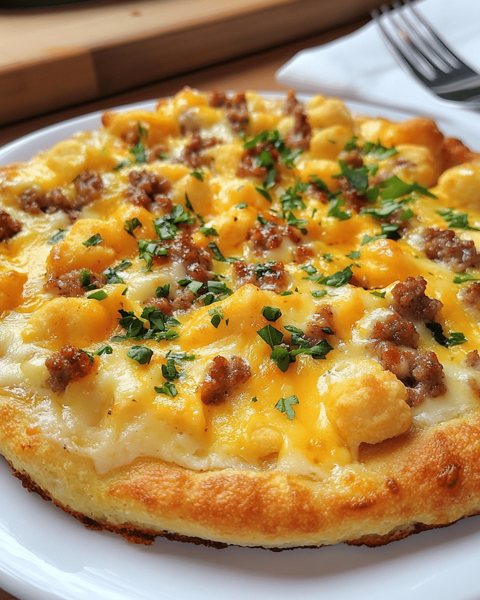 Biscuits and Sausage Gravy Breakfast Pizza
