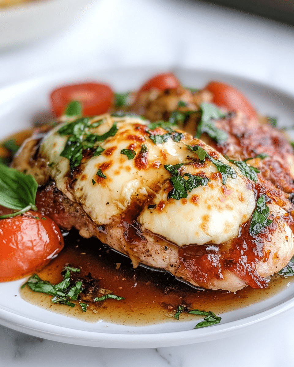 The BEST Balsamic Baked Chicken Breast with Mozzarella Cheese