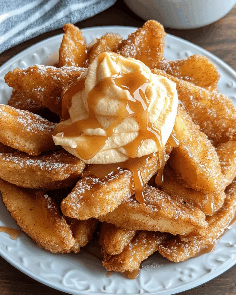 Air Fried Apple Wedges with Caramel Whipped Cream