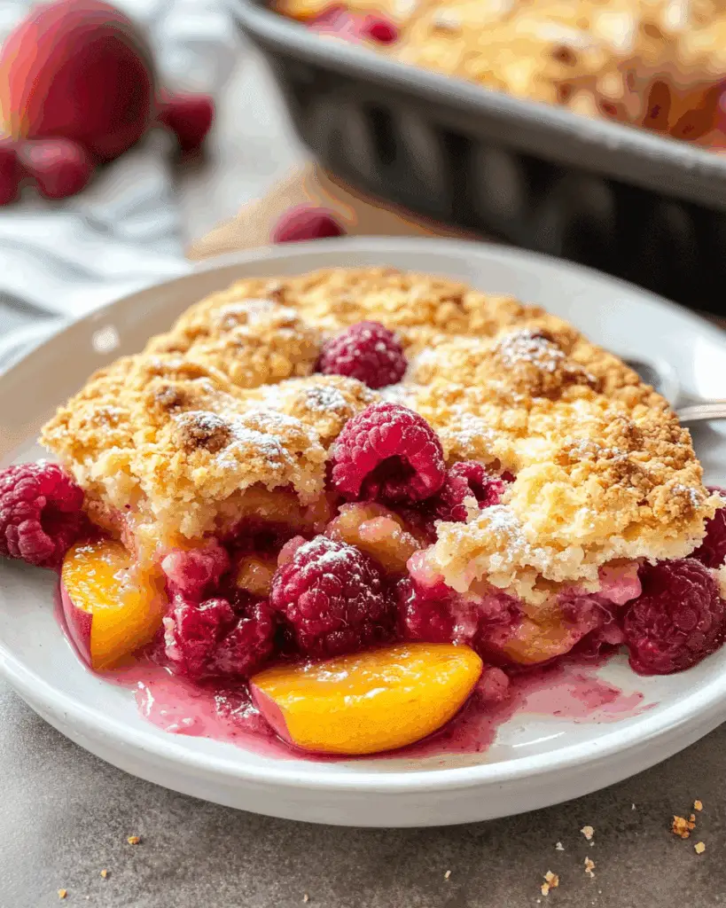 Easy Peach and Raspberry Cobbler