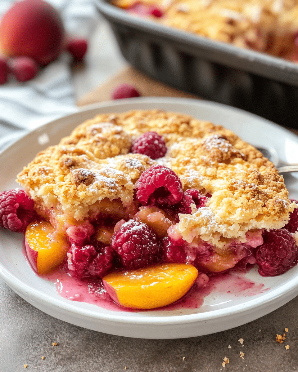 Easy Peach and Raspberry Cobbler
