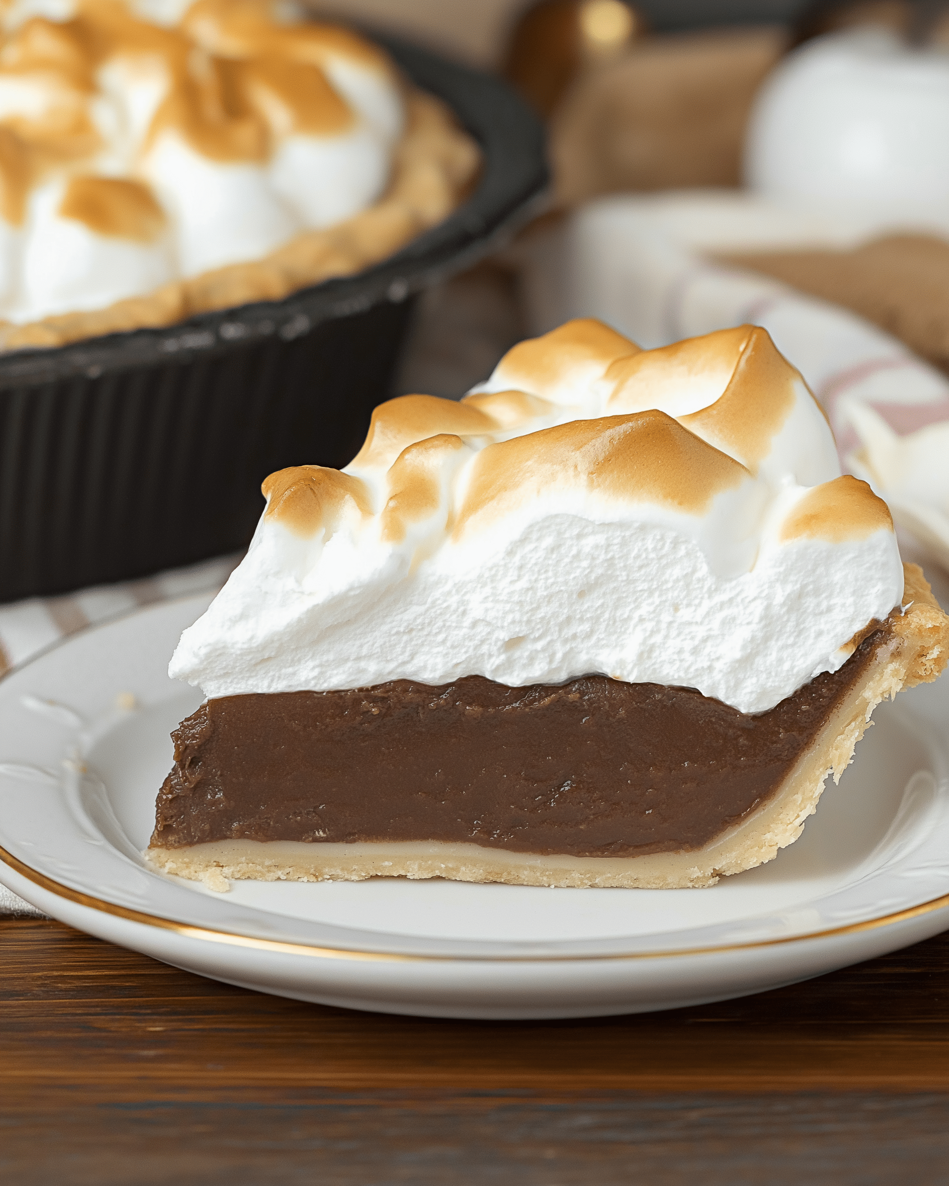 Old Fashioned Chocolate Pie With Golden Meringue