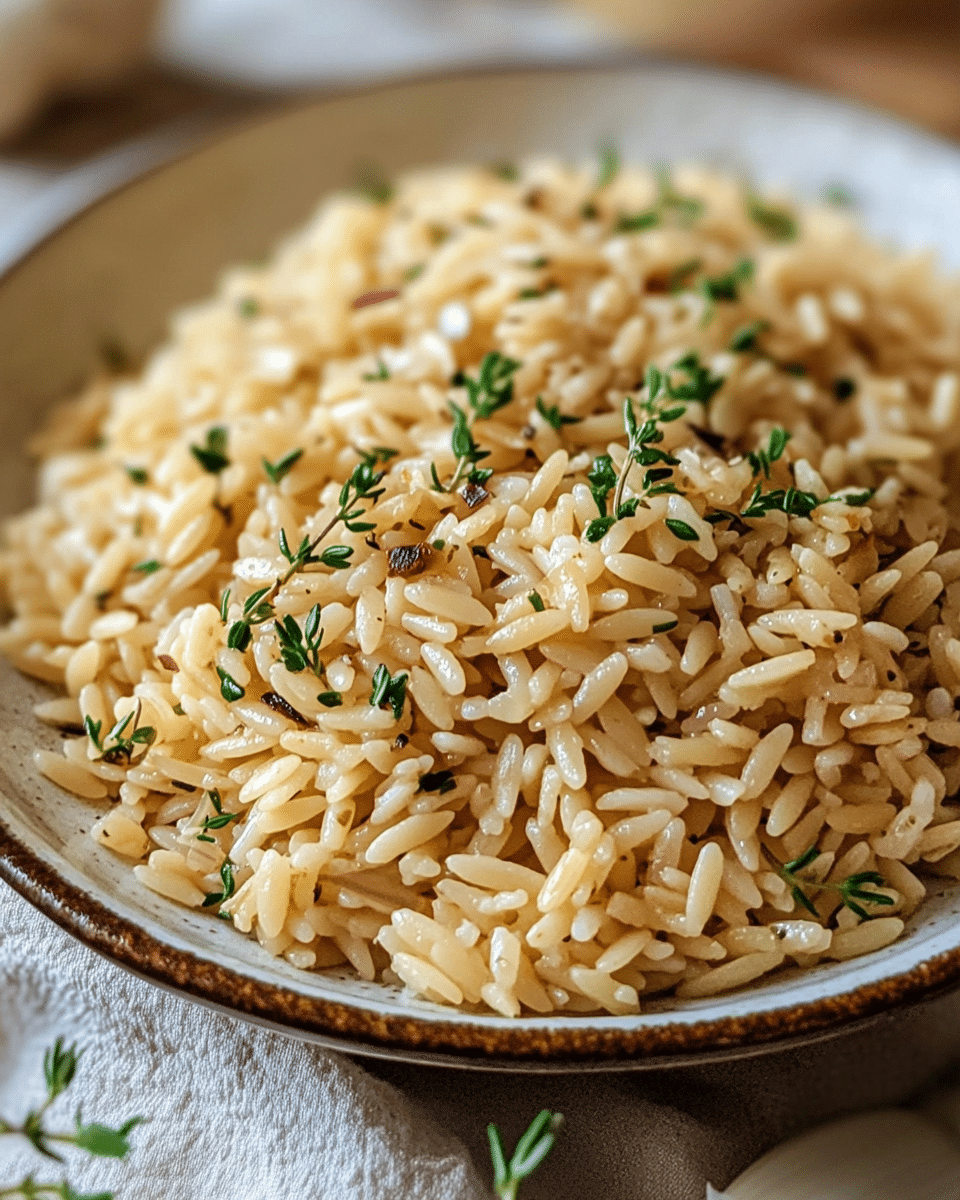 The BEST Orzo Rice Pilaf with Garlic and Herbs