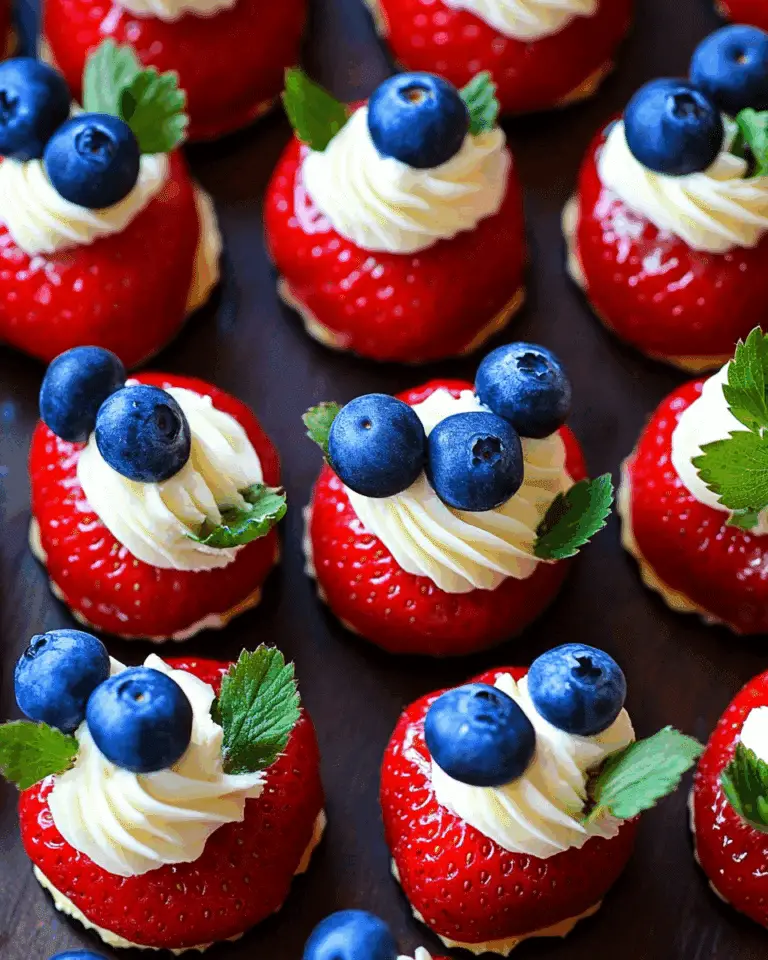 Red, White, and Blue Cheesecake Strawberries