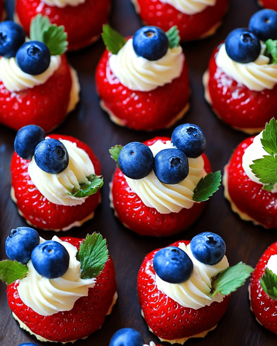 Red, White, and Blue Cheesecake Strawberries