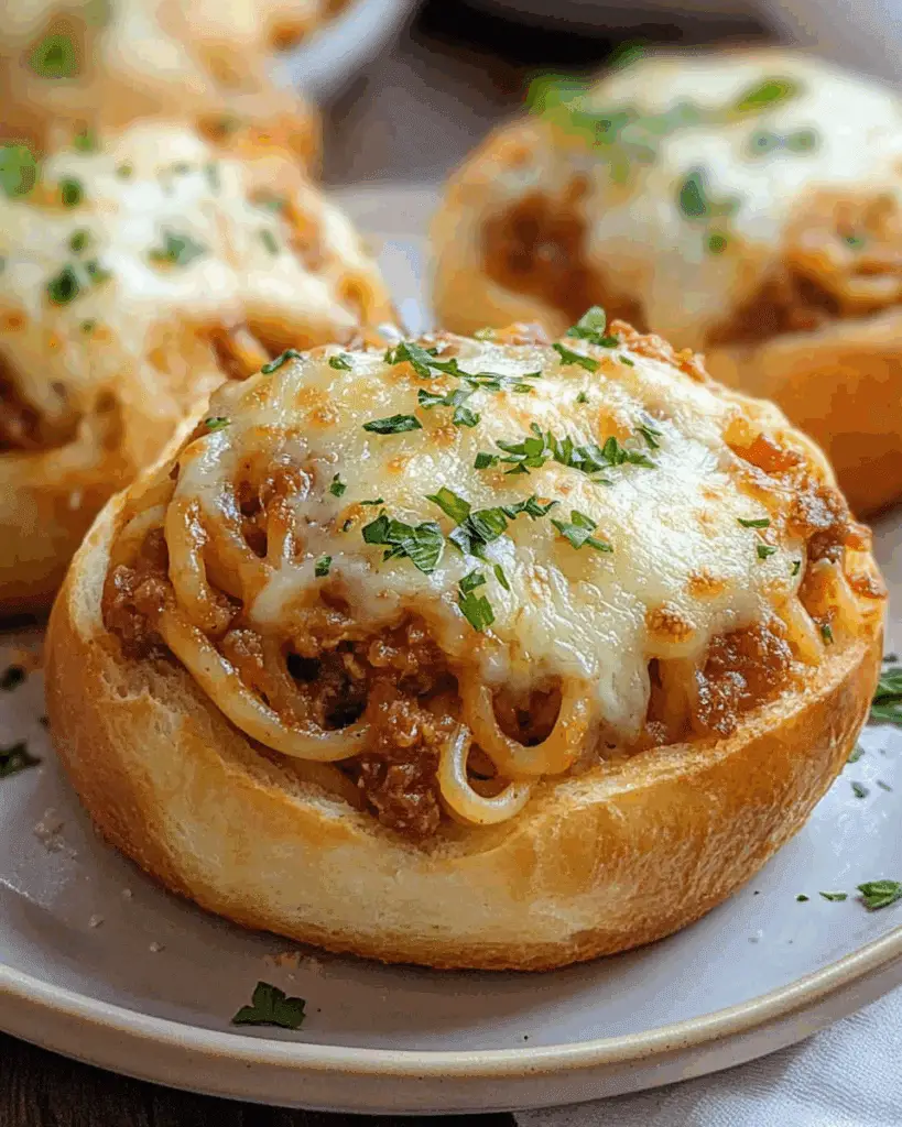 Spaghetti Garlic Bread Bowls