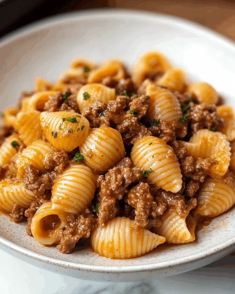 Creamy Beef and Shells Pasta