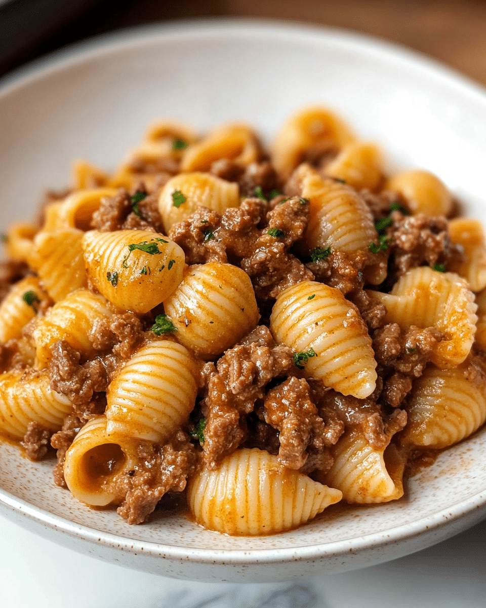 Creamy Beef and Shells Pasta
