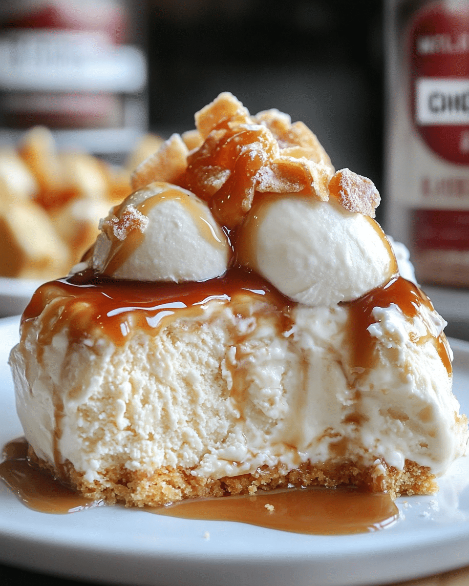 The BEST Caramel Cheesecake Ice Cream Dessert