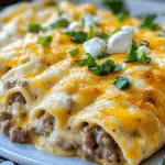 Southern Breakfast Enchiladas with Chicken Sausage Gravy