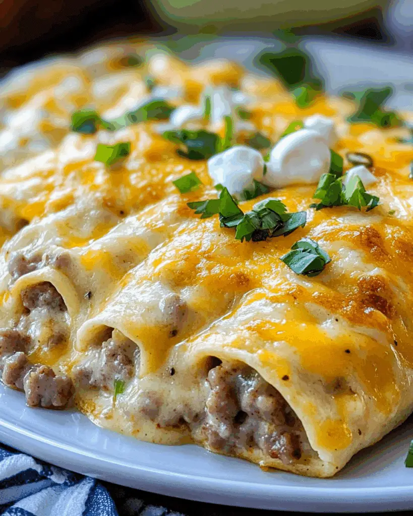 Southern Breakfast Enchiladas with Chicken Sausage Gravy