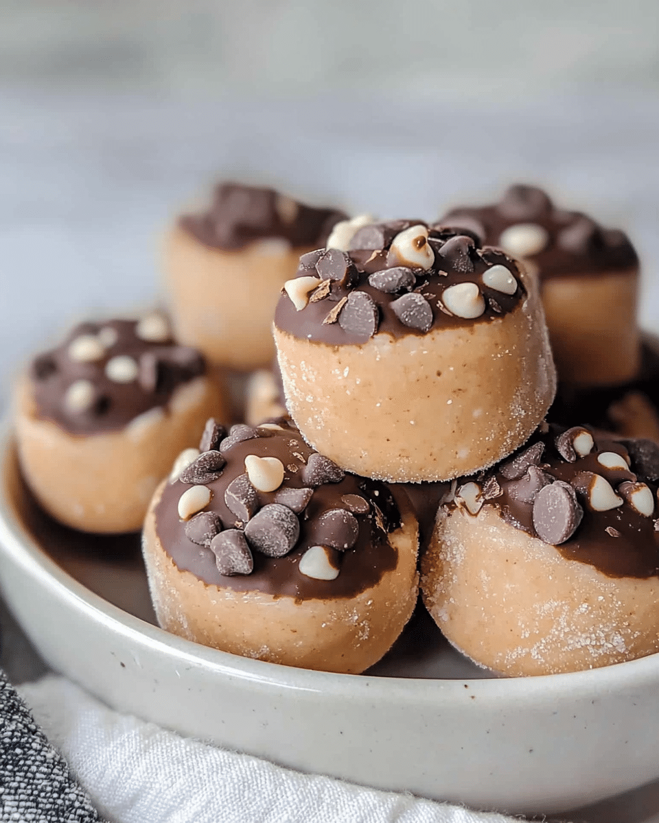 Frozen Greek Yogurt Peanut Butter Bites with Chocolate Chips