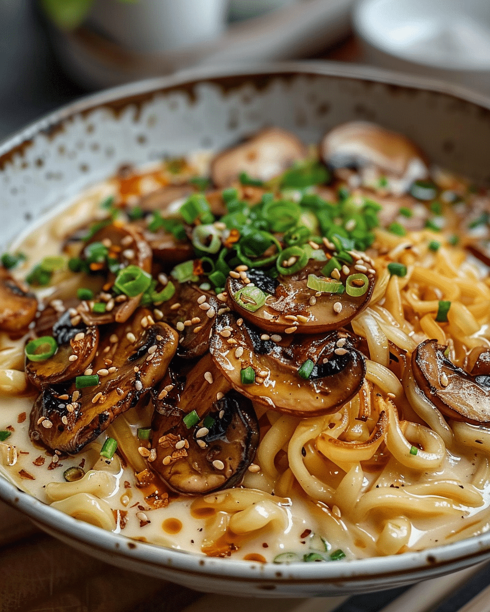 The BEST Creamy Mushroom Ramen