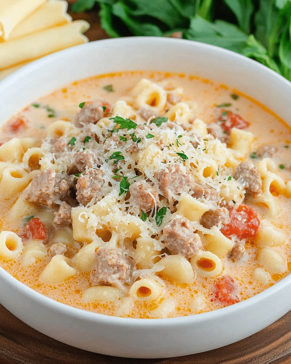 Creamy Parmesan Sausage Ditalini Soup