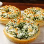 Cheesy Spinach Artichoke Bagels