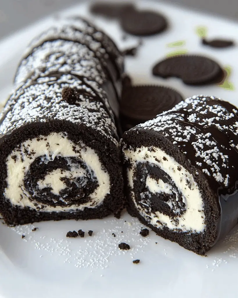 Oreo Roll Dessert: A Decadent Chocolate Cake Roll with Oreo Cream Filling