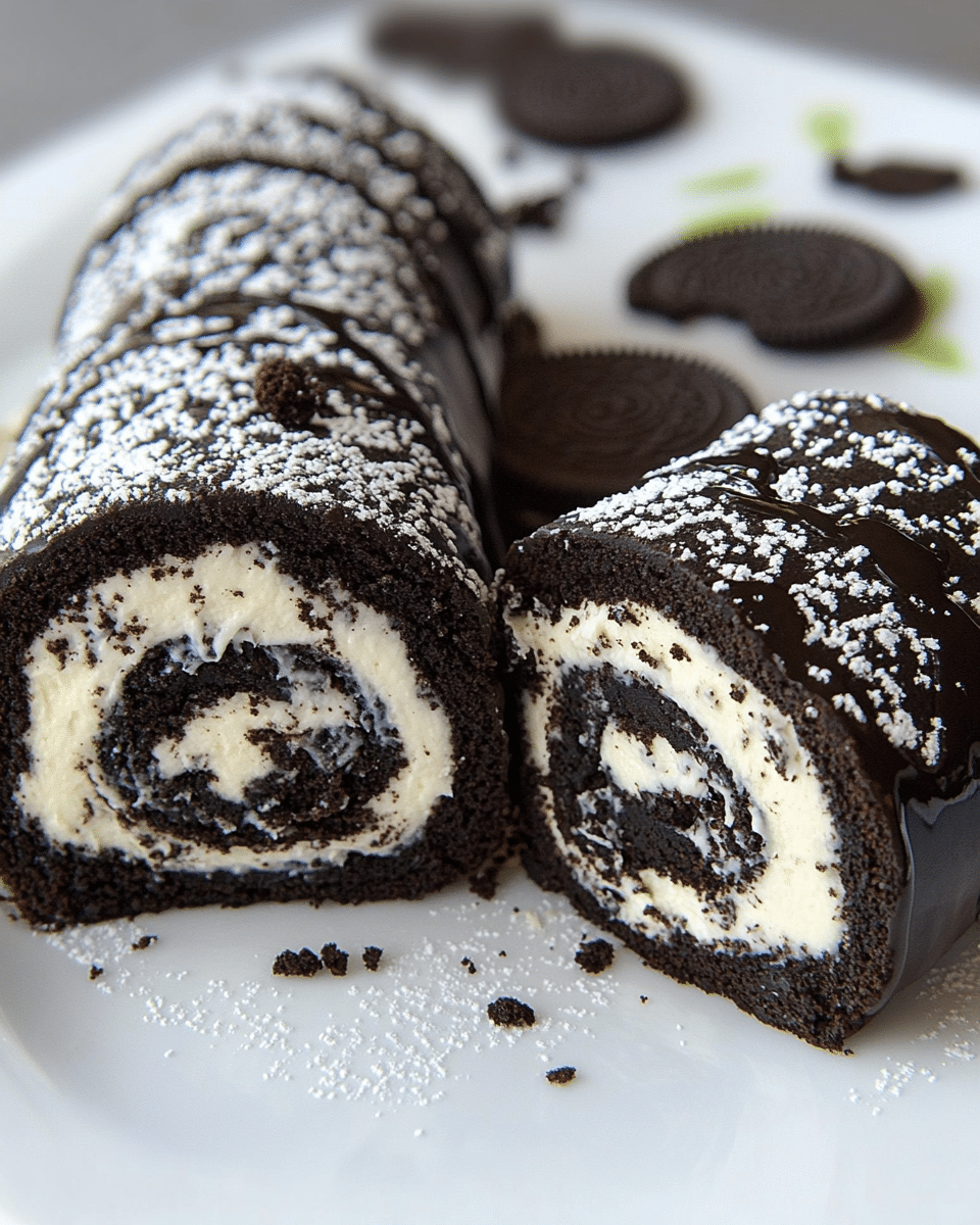 Oreo Roll Dessert: A Decadent Chocolate Cake Roll with Oreo Cream Filling
