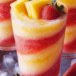 Pineapple Strawberry Swirled Slushies