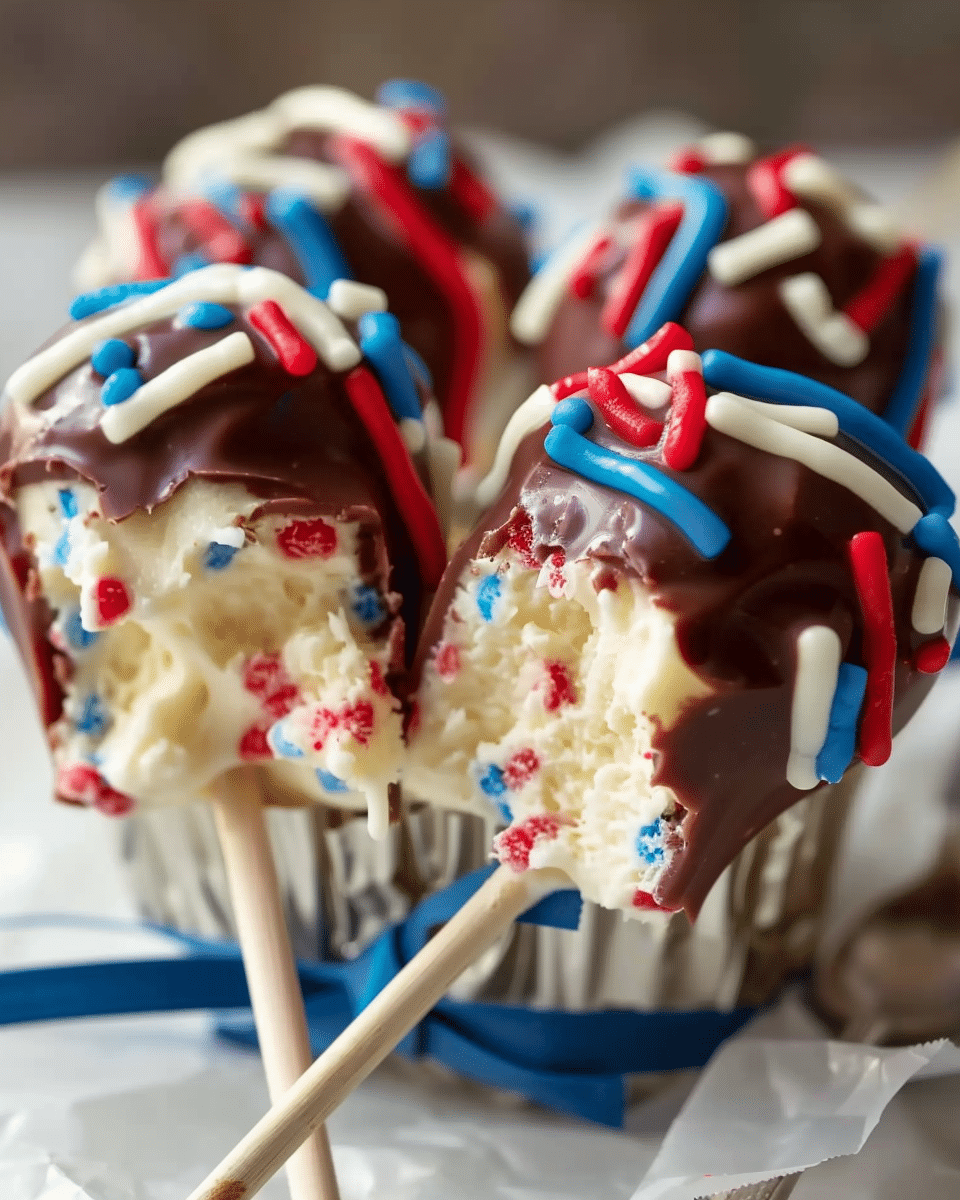 Fourth of July Cheesecake Pops (No-Bake)