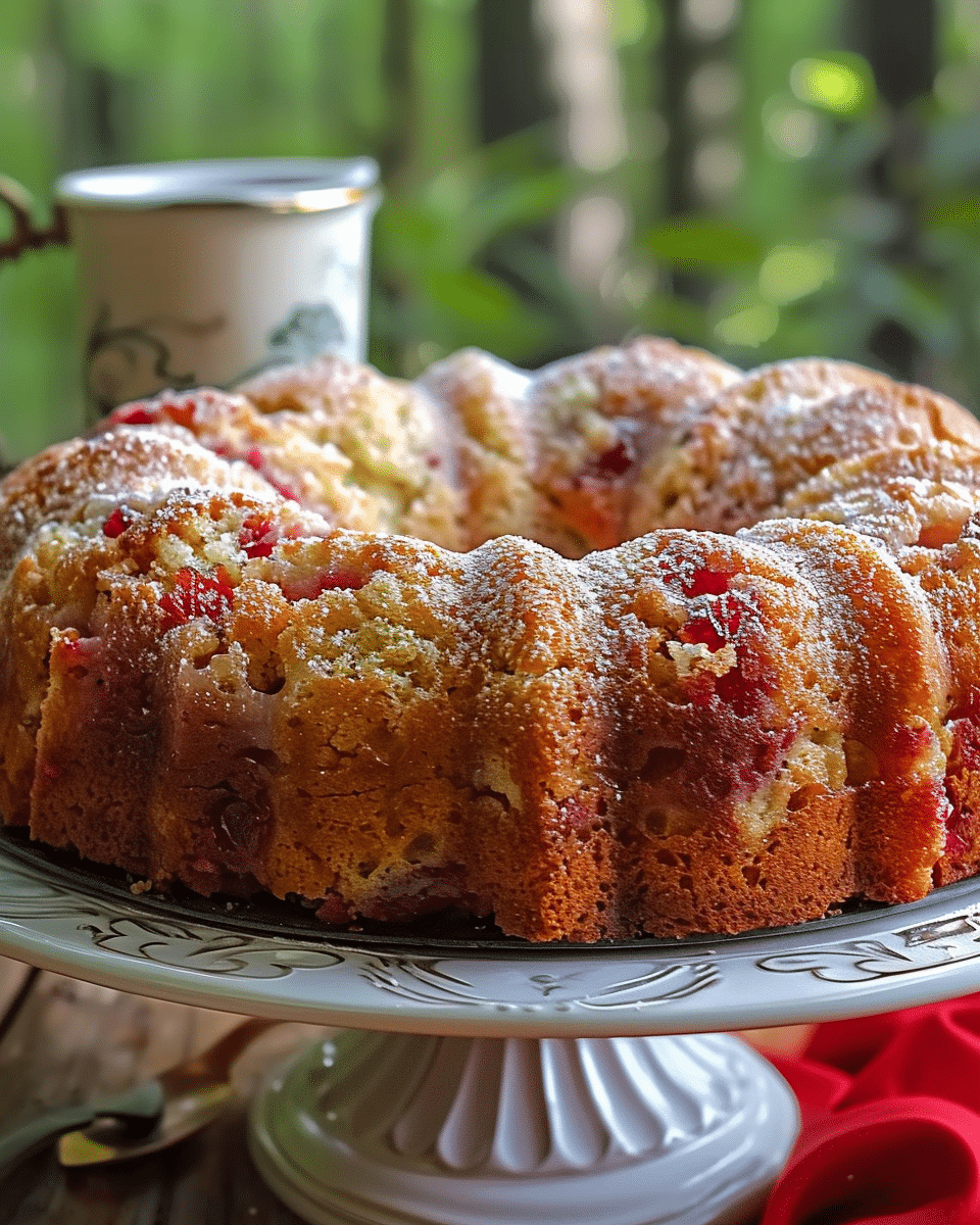 Rhubarb Sour Cream Coffee Cake