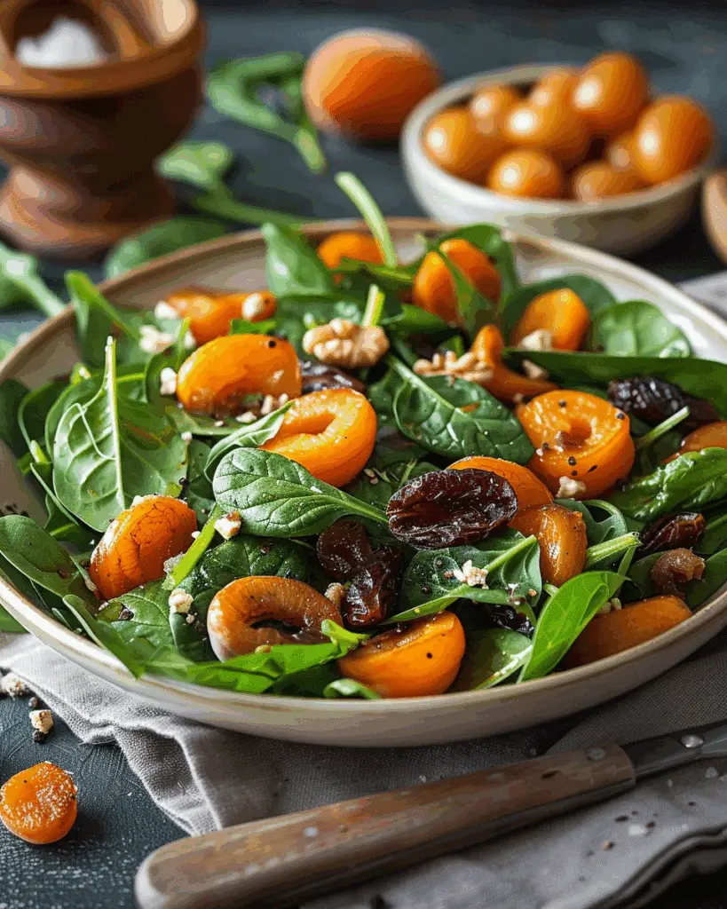 Spinach Salad with Roasted Vegetables and Dried Apricots: A Vibrant, Healthy Delight