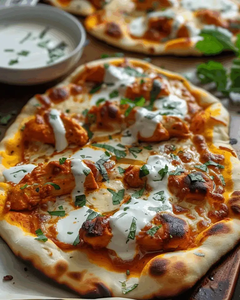 Butter Chicken Naan Pizza