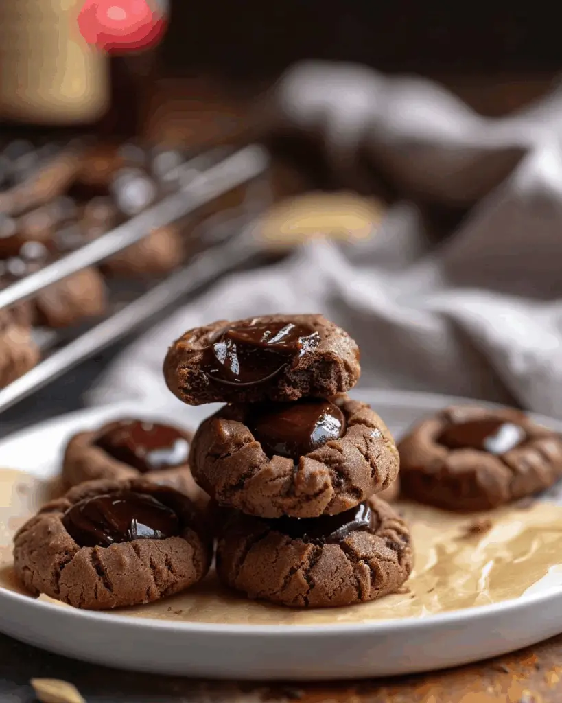 Chocolate Ganache Thumbprint Cookies