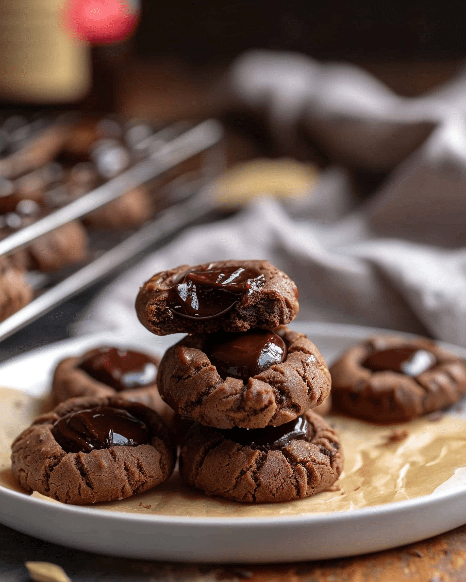 Chocolate Ganache Thumbprint Cookies