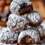 Chocolate Snowball Cookies with Melted Chocolate Centers