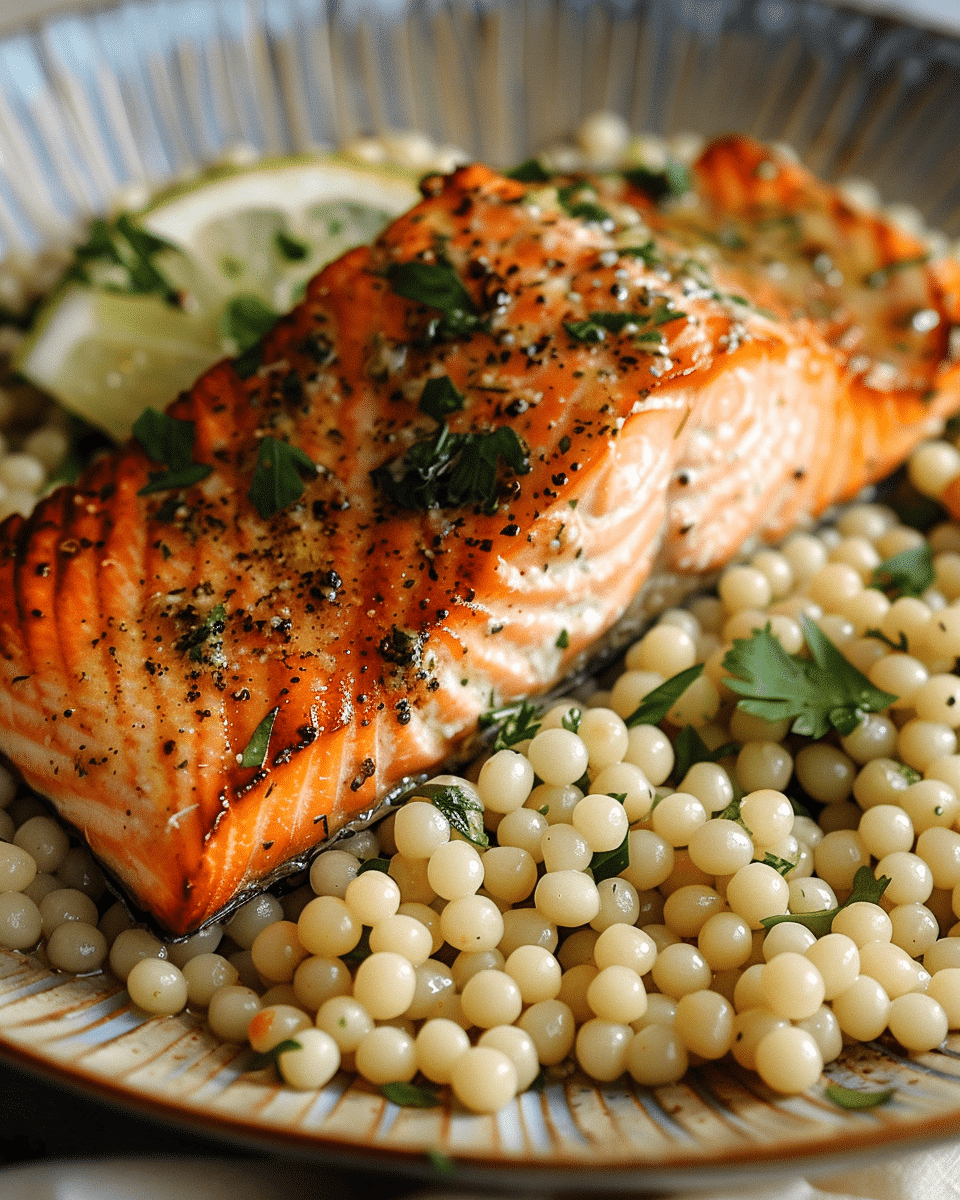 Herbed Pearl Couscous and Salmon: A Flavorful and Refreshing Meal