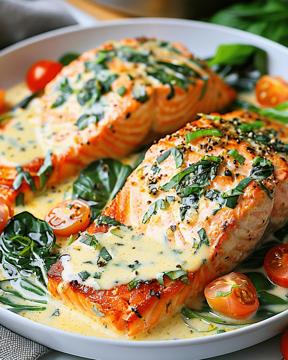 Low-Carb Creamy Tuscan Salmon