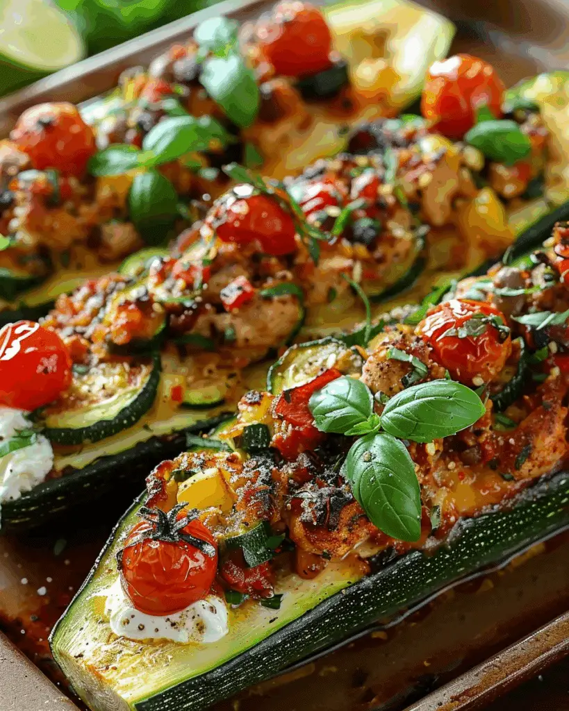 Mediterranean Chicken Zucchini Boats