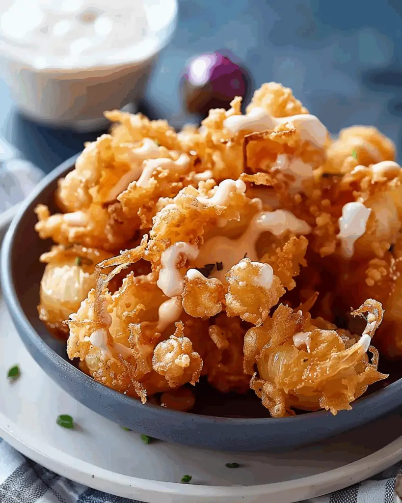 Mini Crispy Blooming Onions with Buttermilk Ranch