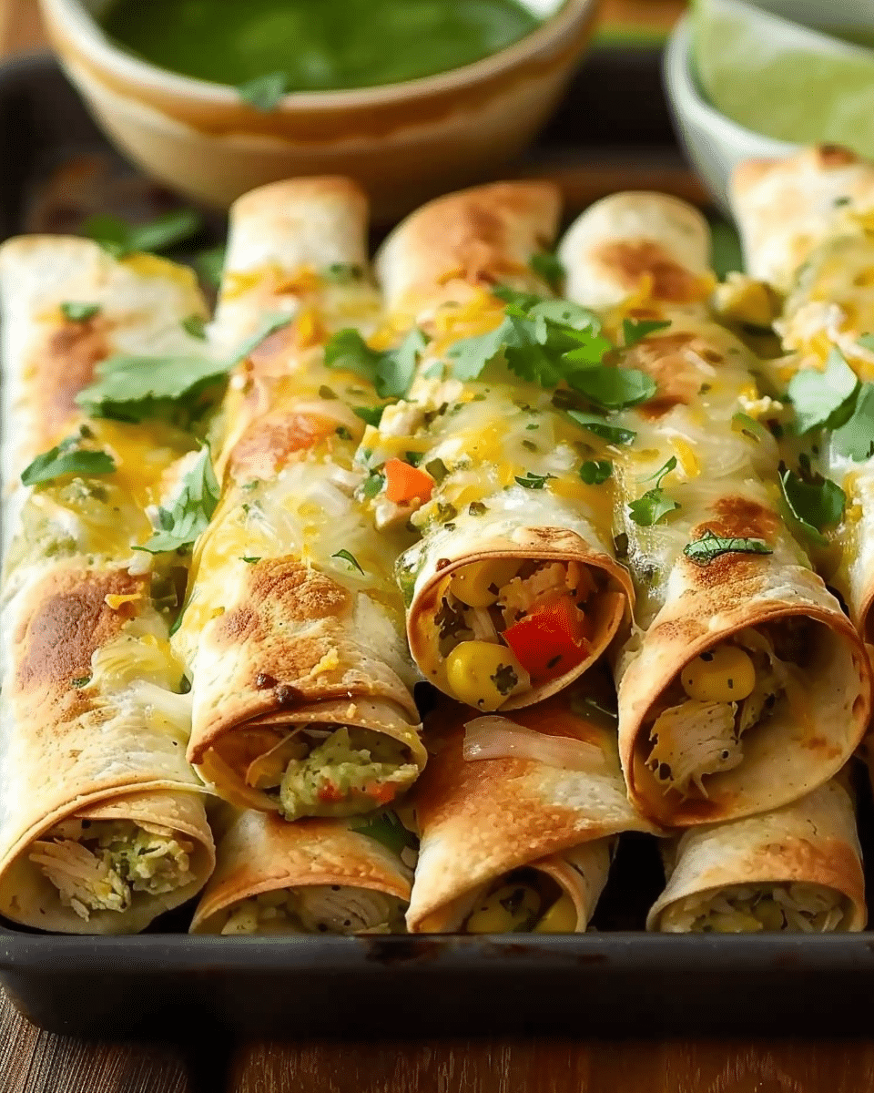 Roasted Chicken Verde Taquitos
