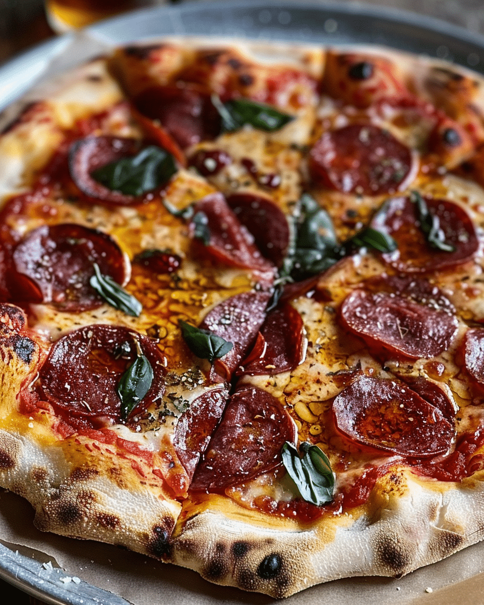 Soppressata Pizza with Calabrian Chilies and Hot Honey