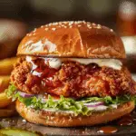 Baked Nashville Hot Chicken Sandwich with Honey